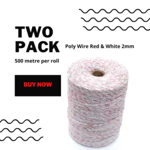 Electric Fence Poly Wire 500mtr 2mm Red and White x 2