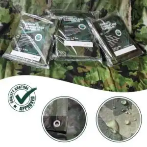 Tarpaulin Camouflage Army Green 2.4m by 3m 115GR M2
