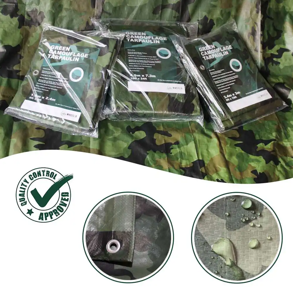 Special deal for 3 Tarpaulin Camouflage Army Green 1.8m by 2.4m - Image 3