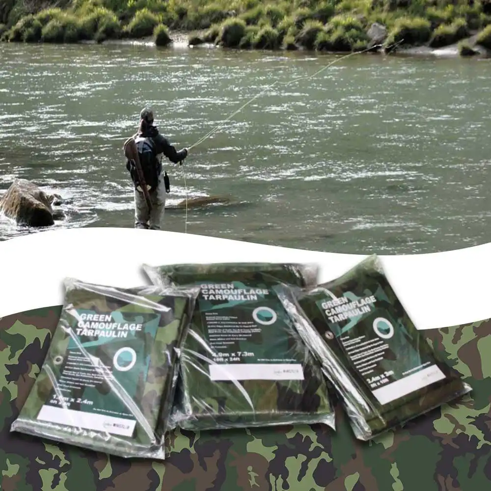 Special deal for 3 Tarpaulin Camouflage Army Green 1.8m by 2.4m