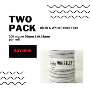 White & Black Electric Fence Tape - 200m Twin Pack