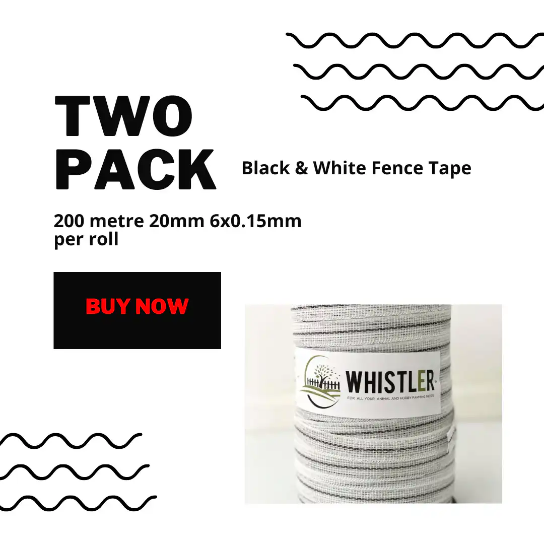 White & Black Electric Fence Tape - 200m Twin Pack